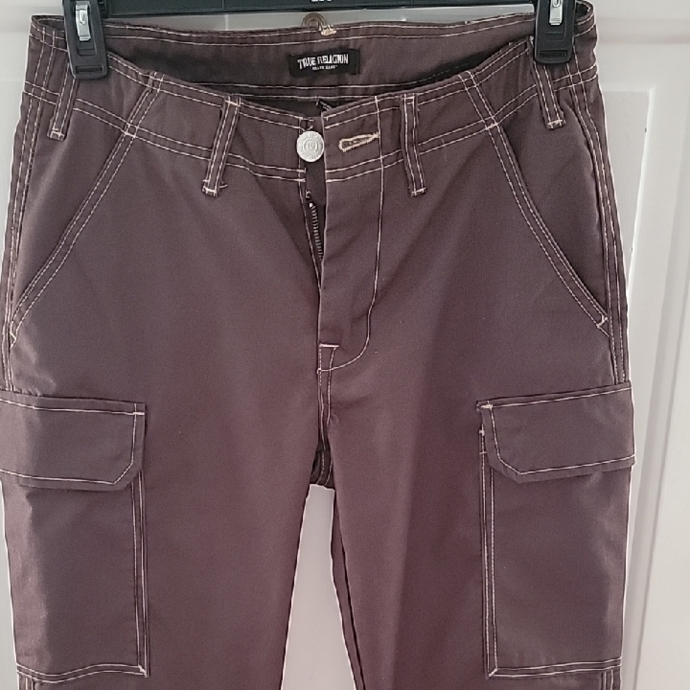 True Religion Men's Dark Brown Cargo Pants